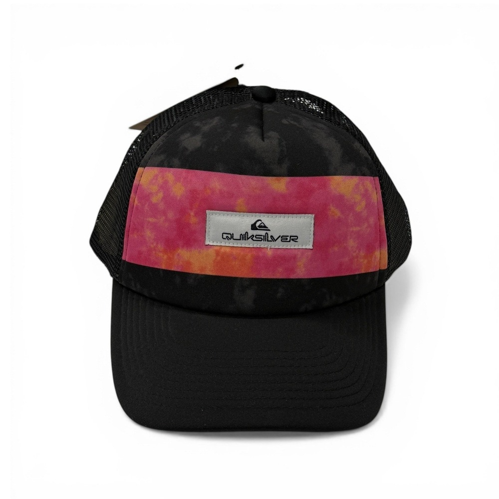 Quiksilver Kids Black Cap with Pink-Orange Tie-Dye Panel